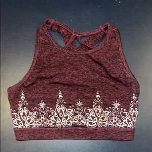 GAIAM Red and White Sports Bra with Floral Lace